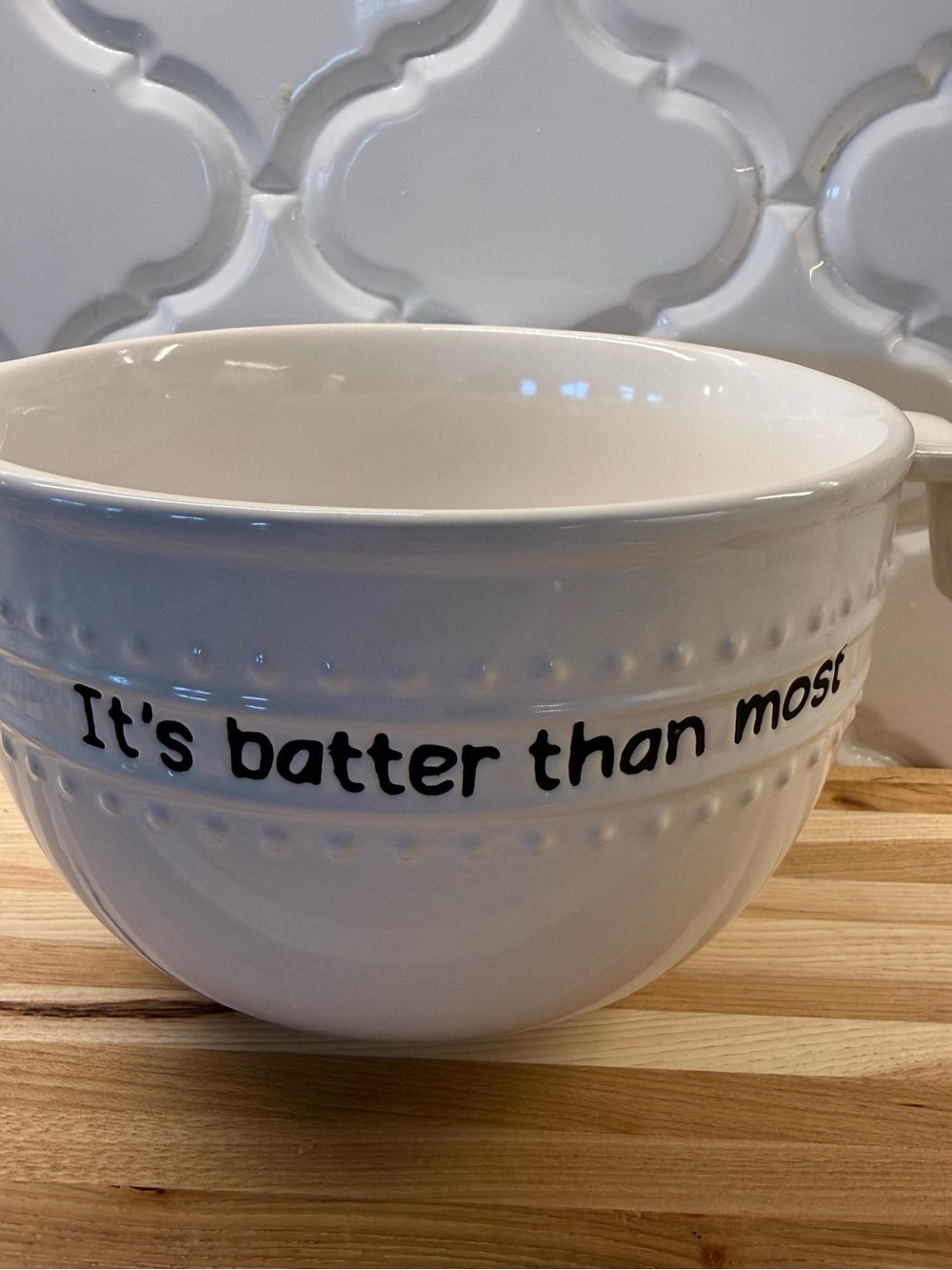 Parini "It's Batter Than Most" White Hobnail Ceramic Batter Mixing Bowl